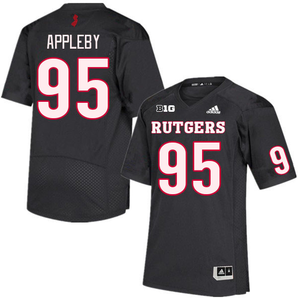Men #95 Flynn Appleby Rutgers Scarlet Knights College Football Jerseys Stitched Sale-Black